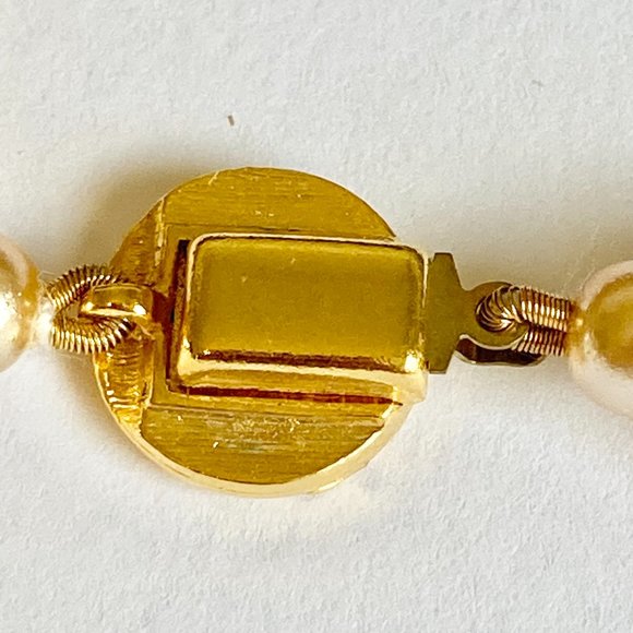 Vintage Cream Glass Pearl Necklace 16" 6mm Hand Knotted Choker Length - Picture 4 of 11